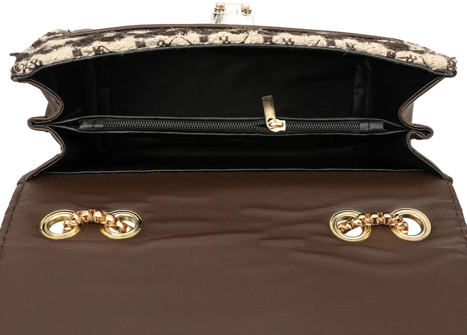 Checked Tweed Chain Sling Bag — Chic Mini Crossbody Purse