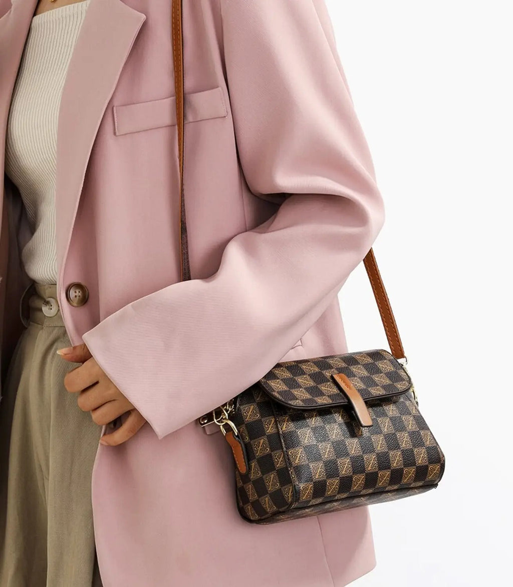 Monogram Check Crossbody Sling Bag — Stylish Everyday Mini Purse